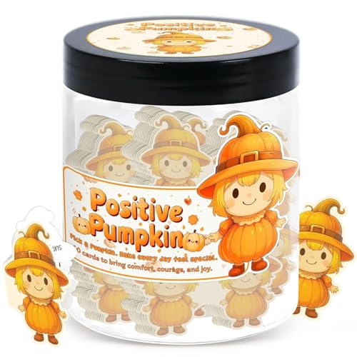 Positive Pumpkin Jar with 60 Daily Affirmation Cards, Emotional...