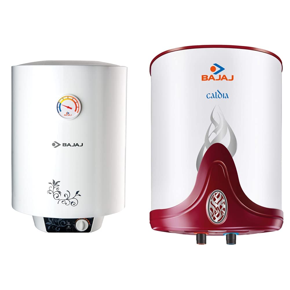 Buy Bajaj New Shakti Storage 15 Litre Vertical Water Heater, White, 4 Star  u0026 Bajaj Caldia Storage 15 Litre Vertical Water Heater (White) Online at Low  Prices in India - Amazon.in