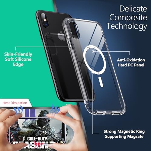 Image of ONES for iPhone Xs Max Case, Hybrid Magnetic Phone Case, Compatible with MagSafe, Military Grade Protection, Shockproof Airbag, Anti-Yellow Silicone Cover, Scratch-Resistant, Thin, Clear