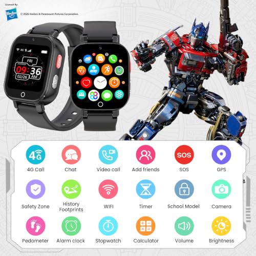 Transformers Smartwatch Kinder mit Videoanruf, IP68 Wasserdicht Schulmodus – Ansicht 2