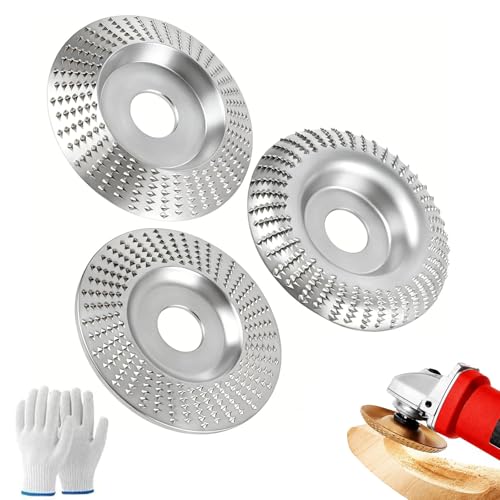 Angle Grinder Polishing Pad,Fast-Cut Wood Angle Shaping Wheel, Upgraded and Thickened Wood Carving Disc Set for Angle Grinder,for Fast Cutting, Stump Removal & DIY Woodworking (silvery/16mm)