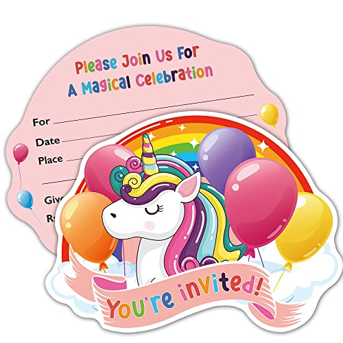 ZBBFSCSB 15 Pack Rainbow Unicorn Shape Filler Invitations with