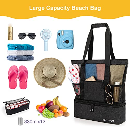 Alameda Mesh Tote Beach Cooler - Insulated Travel Bag with Zipper Top, High Capacity for Beach, Pool4