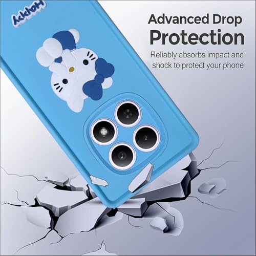 Image of SBMS Silicone Back Cover Case for Redmi Note 15 5G / Poco M8 5G | Cute Fun 3D Happy Kitty Design Silicone Case | Camera Protection Bump | Shockproof Back Cover Case for Poco M8 5G (Sky Blue)