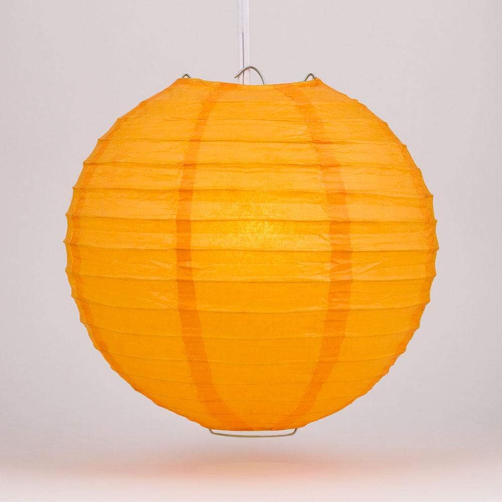 Quasimoon PaperLanternStore.com 20 Inch Peach Even Ribbing Round Paper Lantern (10 Pack)