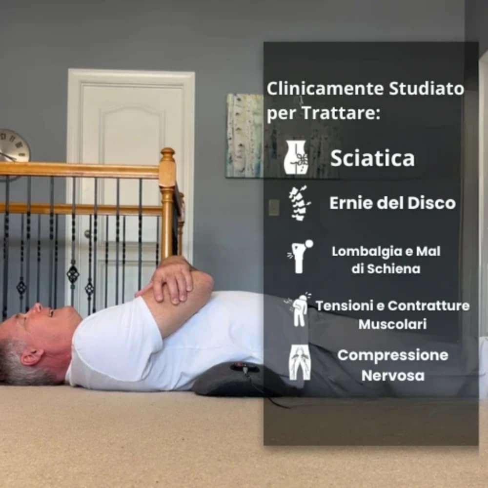 dorsanova Cuscino Lombare Massaggiante 3-in-1 Ricaricabile con Calore, Vibrazione e Trazione - Ergonomico per Ufficio, Casa e Viaggi