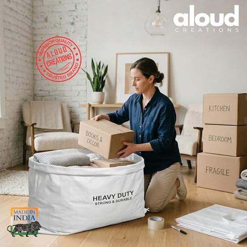 Image of ALOUD CREATIONS 12Pc Extra Large HDPE Storage Bag | 30x42 Inch | Multipurpose Laminated Bags for Home Shifting & Transport | Plastic Gunny Bags, Bori, Bora for Packing Household Item | Heavy Quality