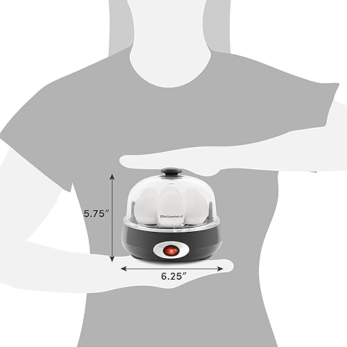 Miniatura 9 de Elite Gourmet EGC007CHC# Cocedor Rápido de Huevos, 7 Huevos Hervidos Fáciles de Pelar, Duros, Medianos, Suaves, Escalfador, Máquina para Tortillas,