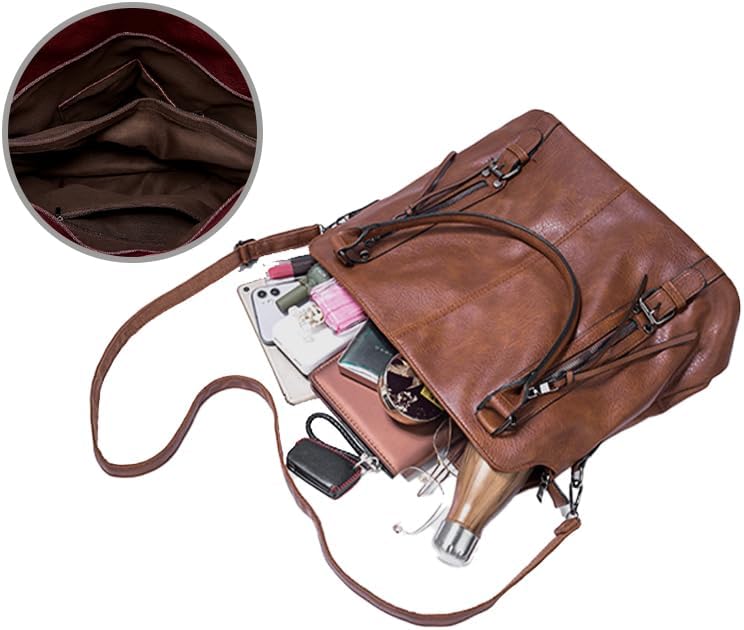 Pahajim Womens PU Leather Purse Ladies Large Work Tote Bag Designer oversize Capacity Travel Bucket Handbag - Image 5