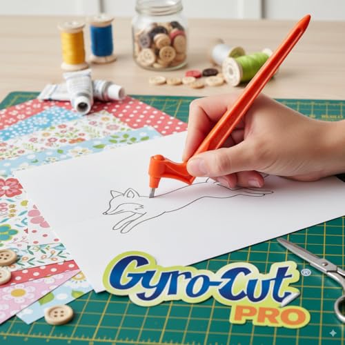 Genuine Gyro-Cut PRO - Craft Tool with Standard Nib - Rotating Standard Paper/Card Nib - Stencil Making and Scrapbooking