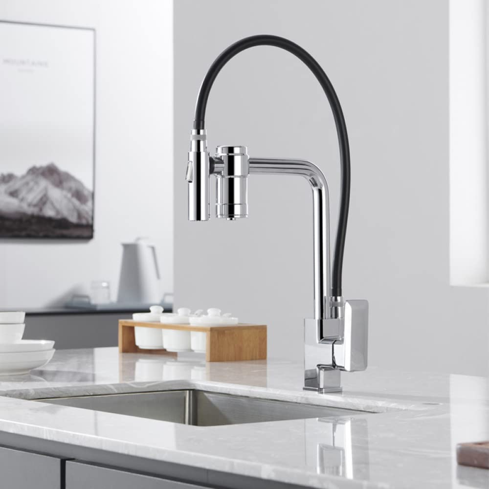 MXXQRHF Black Grey Filtered Kitchen Water Filter Kitchen Faucets Percolator Water Filter Kitchen Faucet Purification Feature Faucet Tap,Chrome