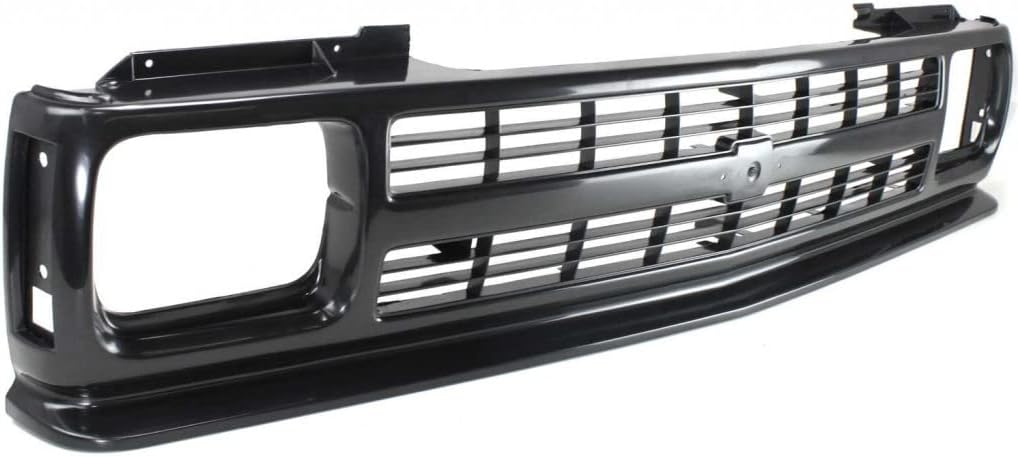 For Chevy S10 Grille Assembly 1991 1992 1993 | Black Shell & Insert | Plastic | Smooth | GM1200222 | 15678982