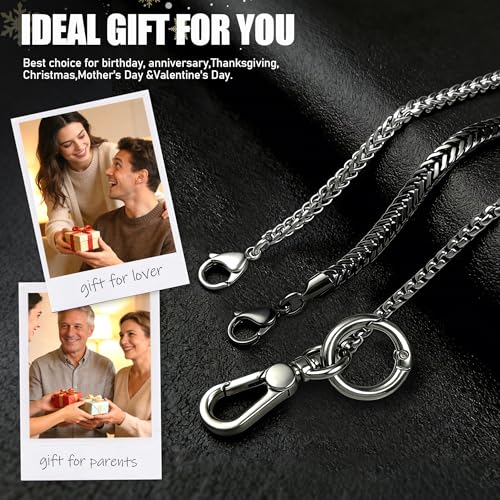 Image of ROCONTRIP Anti-Theft Phone Lanyard Tether & Pants Chain Heavy-Duty Phone Strap With Metal Tether Tab Detachable Anti-Drop Lanyard for iPhone,Wallet,Key Great for Outdoor Hiking Cycling(Silver)