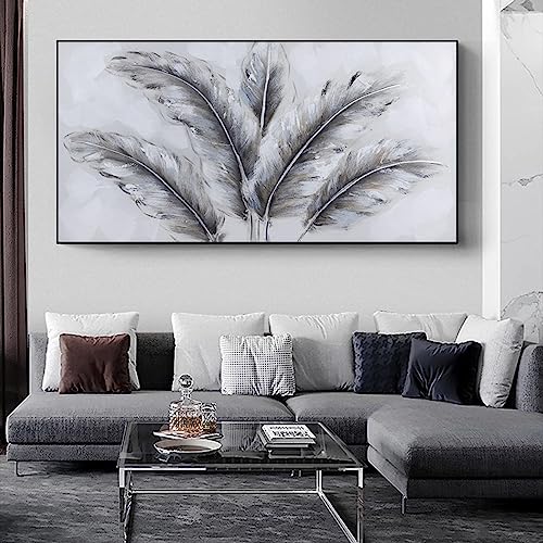 Toile décorative plumes abstraites 30x60 cm art mural