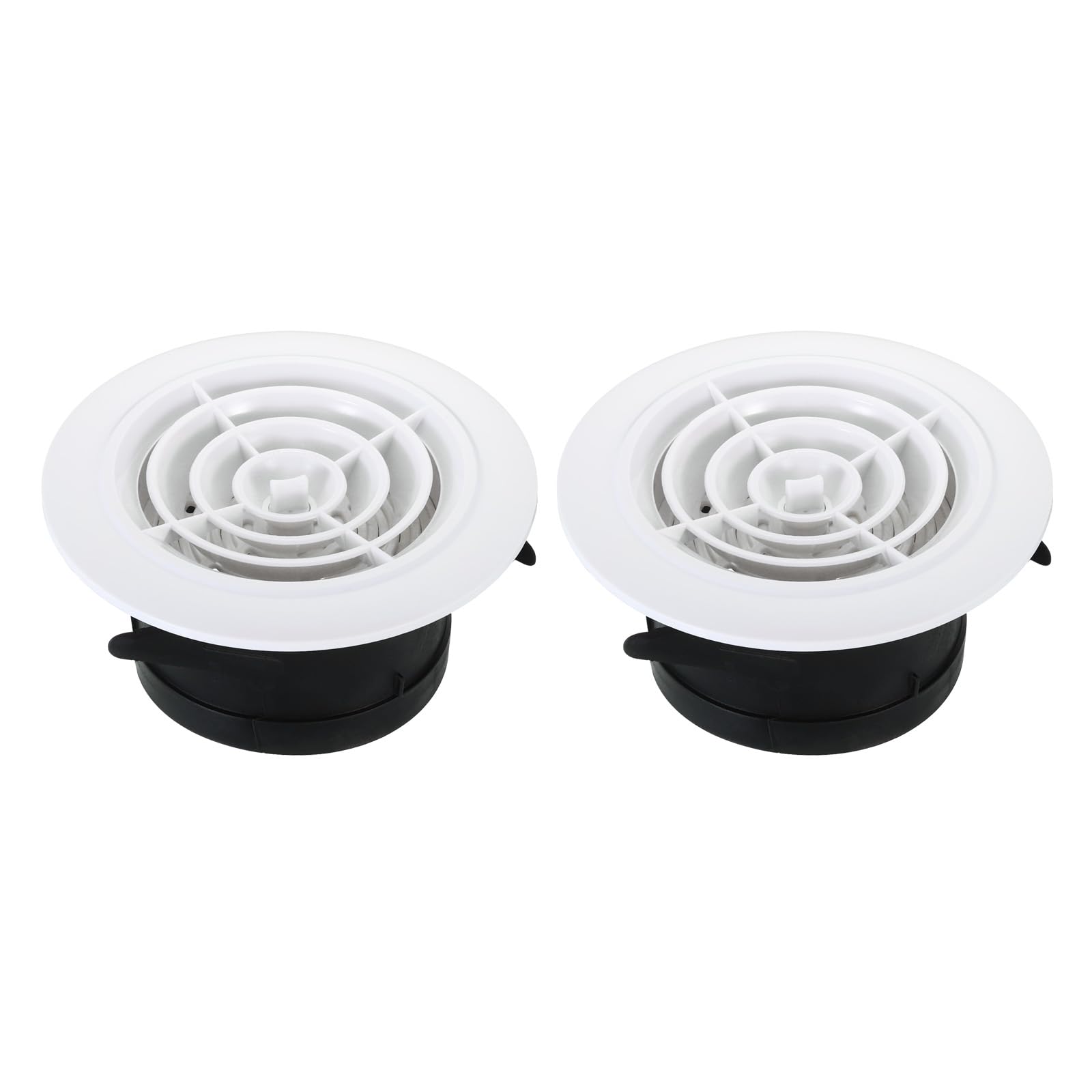 PATIKIL 4 Inch Round Air Vent, 2 Pack Adjustable Ceiling Diffuser Grill Cover ABS Louver Soffit Vent with Screen for Bathroom Kitchen Living Room, Rotate Type