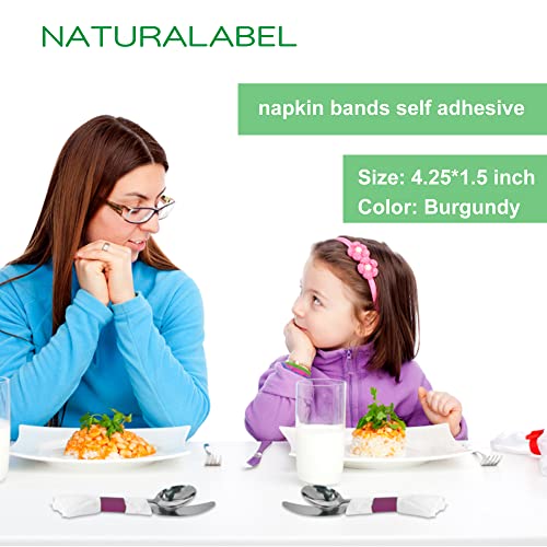 Naturalabel Napkin Band, Paper Napkin Rings Self Adhesive 500-Count (Burgundy) #TOP2