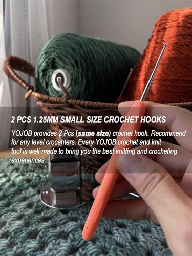 Image of 2Pcs 1.25mm Small Crochet Hooks, Ergonomic Small Lace Crochet Hook for Beginners, Crochet Needles for Crocheting, Smooth and Comfortable for Arthritis (1.25mm)