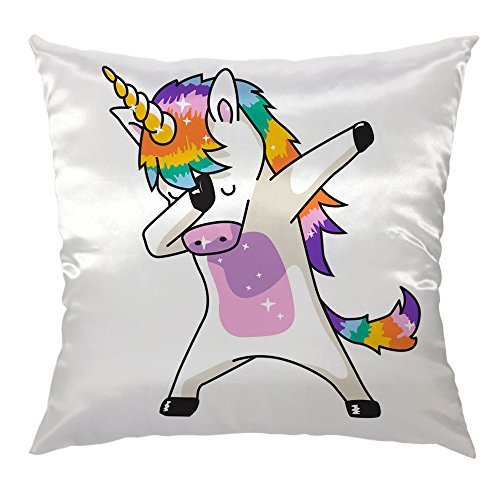 HGOD DESIGNS Unicorn Throw Pillow Case,Unicorn Cute Dabbing Funny Dab Dance Satin Cushion Cover Square Standard Home/Sofa Decorative for Men/Women 18x18 inch Multicolor