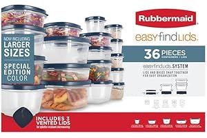 Rubbermaid EasyFindLids Food Storage Containers, 36 Count, Blue