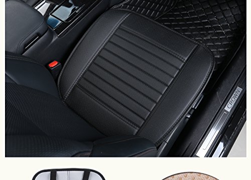Edealyn (2Pcs Pu Leather Seat Covers Auto Seat Protector Car Seat Covers For Front Seat With Side Flaps,(Deep20 Inch × Width20 Inch × Thick 0.4 Inch) (Black-2 Pcs) #TOP2