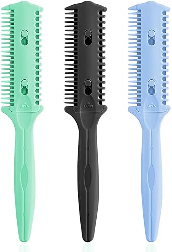 Miniatura 9 de Soft 'N Style Paquete de 3 peines de afeitar de corte de pelo, maquinilla de afeitar de doble cara, peine de tijeras de afeitar para peinar el