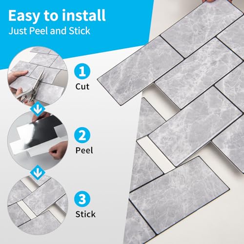 Art3d dicke Marmorfliesen 10 Stücken U-Bahn-Rückwand Küchen Badezimmer Kunstfliesen Jademarmor