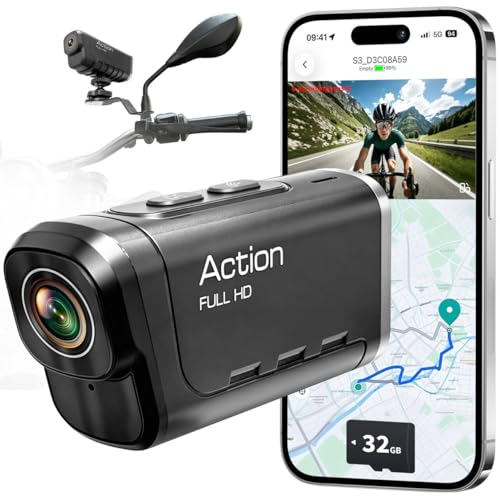 Tiantianle Action Cam 4K+1080P Dashcam Motorrad 120 Weitwinkel Helmkamera Motorrad Dashcam Auto vorne hinten mit GPS Wasserdichter 6 Stunden großer Akku motorrad kamera für Motorräder E-Bikes&Outdoor