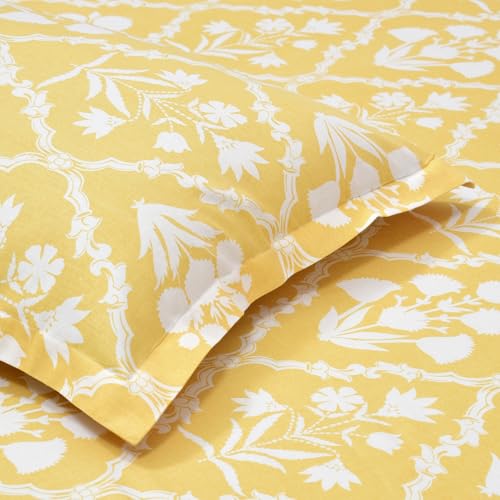 Image of haus & kinder Bedsheet Queen Size Bed Cotton | 186 TC Bed Sheet Double Bed with 2 Pillow Covers (100 x 90 Inches) | Soft Breathable Fabric - Festive Floral