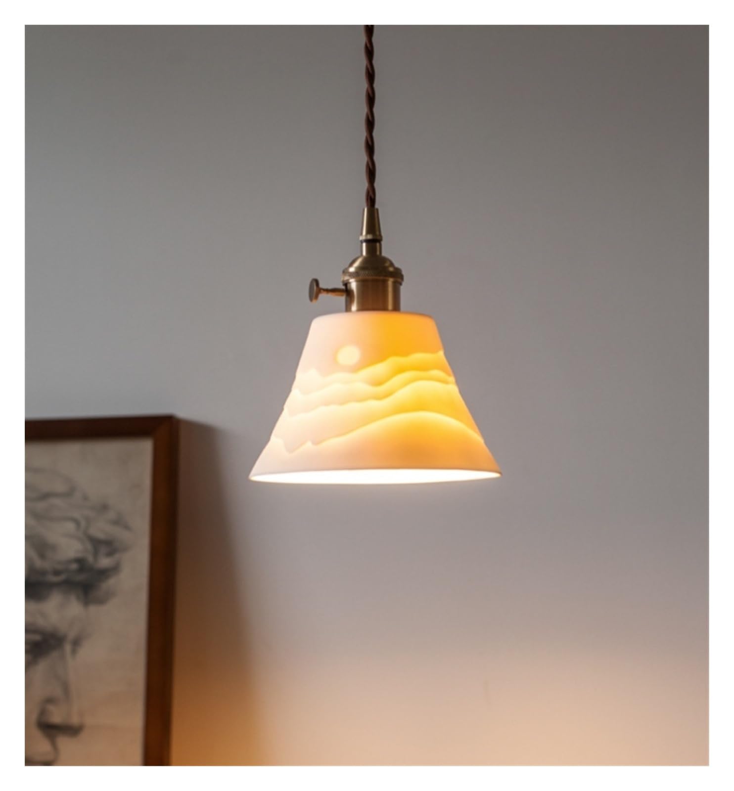 Lampara Techo, Lámpara Colgante LED de cerámica pequeña 4W, Accesorios for cafetería, Loft, Cocina, mesita Noche, Restaurante, Sala Estar, lámpara Japonesa en V