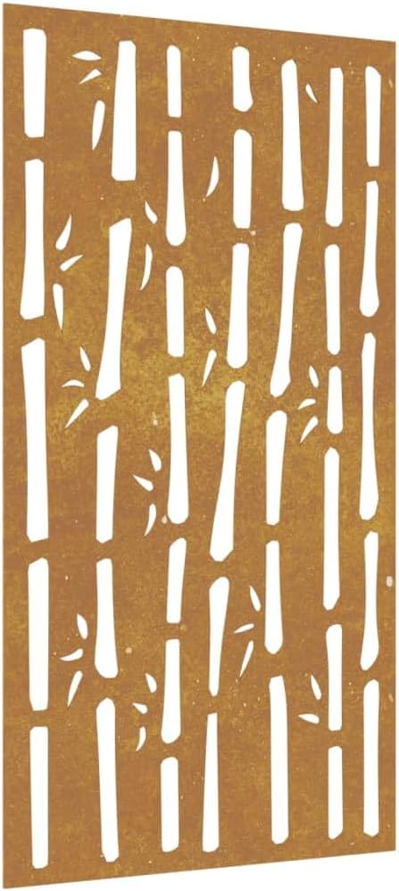 FAMIROSA Patio Wall Decoration 41.3"x21.7" Corten Steel Bamboo Design,2.07 KG,824481