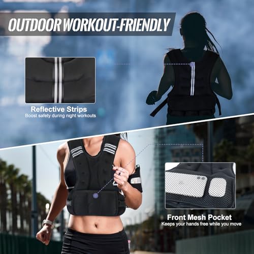 Weighted Vest, Adjustable Weight Vest for Men and Women, Iron Sand Weight Vests for Running Training Crossfit Calisthenics Jogging Walking Gym Strength Training - Image 5