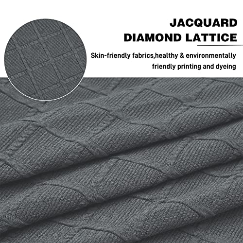 Image of NeColorLife Ottoman Cover Rectangle Oversize Slipcover Stretch Footrest Stool Covers Furniture Protectors Washable Diamond Lattice Jacquard Fabric with Elastic Band,X-Large,Dark Grey