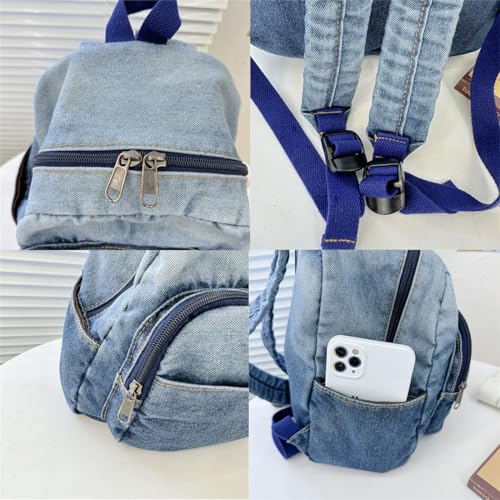 Image of MaxxCloud Vintage Denim Laptop Backpack Casual Canvas Daypack Handbag Purse Lightweight Rucksack Shoulder Bag