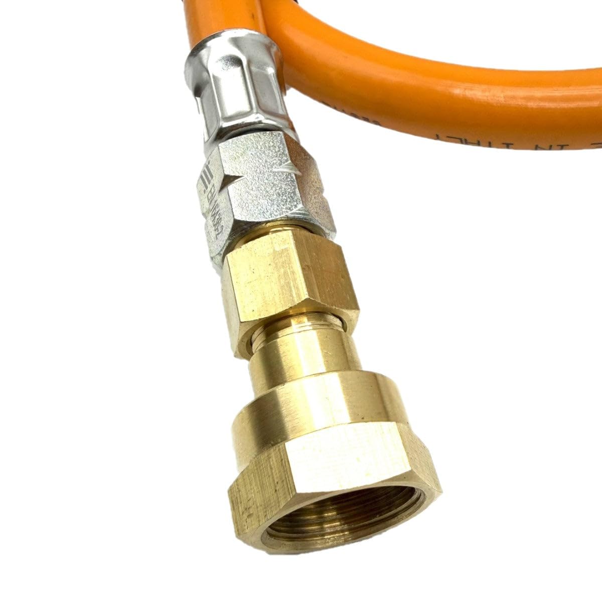Tubo ad alta pressione GPL con adattatore a clip Jumbo da 35 mm, tubo flessibile per gas propano arancione da 80 cm, connettore W20 RH, pressione non ridotta, approvato EN16129, 4 kg