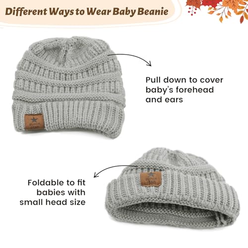 American Trends 2 Pack Knitted Baby Beanie Toddler Baby Winter Hat Cute Baby Girl Baby Boy Hats Infant Toddler Beanie2