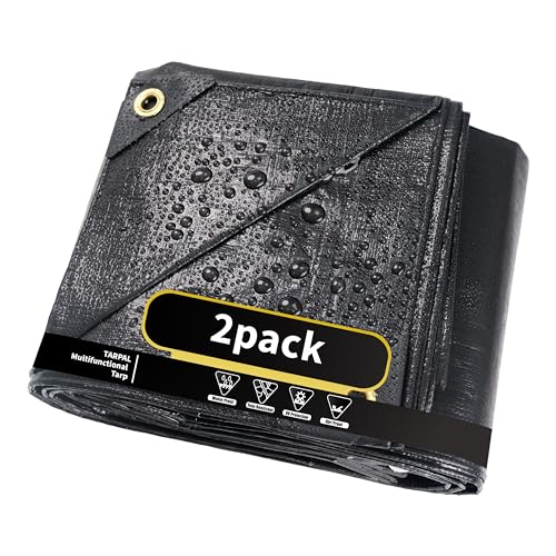 Mejores review On-line Lonas de polietileno Top cinco. 29 TARPAL - Lona impermeable de 5 x 7 (2 unidades), lona de polietileno de 14 mil, lona multifuncional, protector solar, resistente a los rayos UV, adecuada para muebles de exterior...
