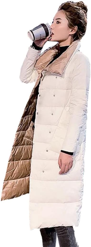 Women Double Sided Down Long Jacket Winter 90% White Duck Down Coat Double Breasted Warm Parkas Snow Outwear