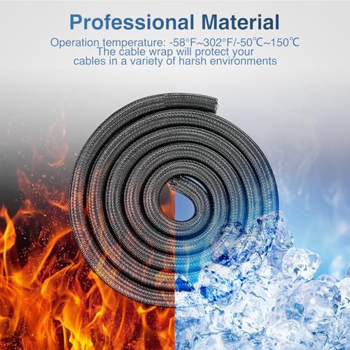 Image of Nilight Cable Sleeve, 10ft-1 /2inch Cord Management Sleeves Black Wire Loom