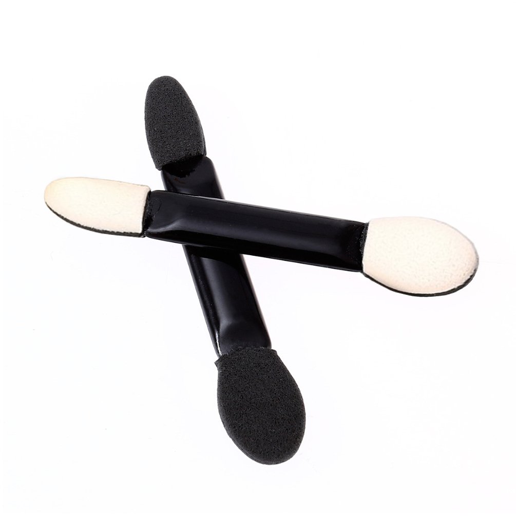 100 Pack Disposable Eyeshadow Brush, KINGMAS Double Ended Sponge Eye Shadow Applicator Makeup Brushes - Black