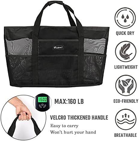 Fanfaree Beach Bag Extra Large Beach Bags Waterproof Sandproof Mesh Tote Bags with Zipper Pockets Pool Beach Shopping Essentials 3 Fanfaree Beach Bag Extra Large Beach Bags Waterproof Sandproof Mesh Tote Bags with Zipper Pockets Pool Beach Shopping Essentials