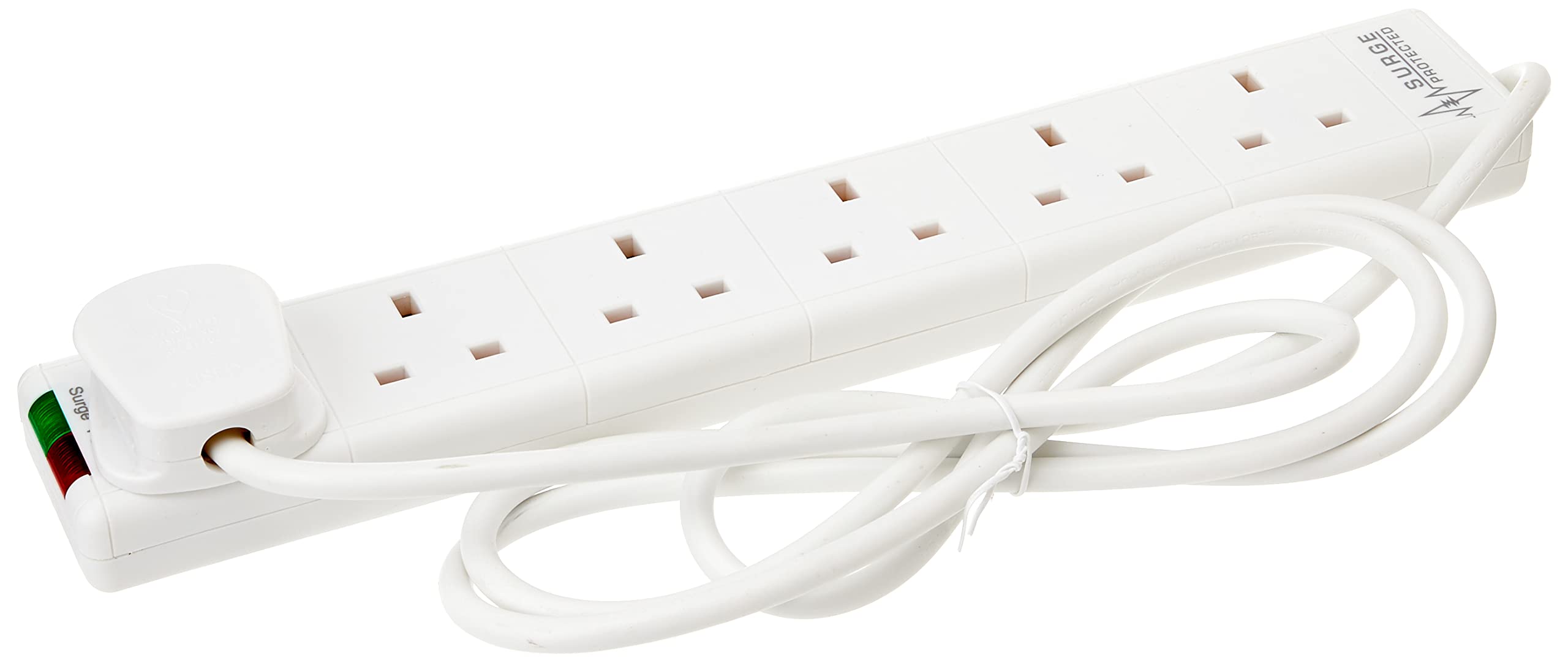Pro Elec White 6 Gang Mains Extension Lead, 2M,