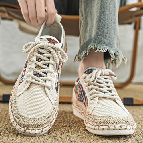 Men's Trendy Ethnic Style Low Top Slip On Shoes, Comfortable Non-Slip Breathable Lace-Up Sneakers, for Men's Outdoor Activities Fisherman Shoes3