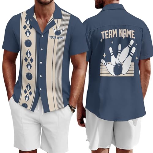 Custom Bowling Shirts for Men Vintage Retro Personalized Team Name Shirt