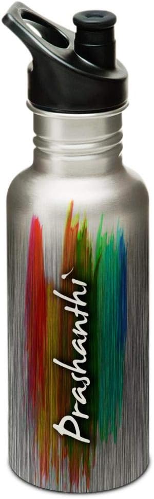 Hot Muggs® "Prashanthi" Me PaintBrush Stainless Steel Sports Cap Water Bottle, 600ml