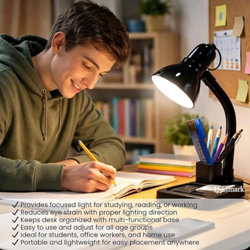 Image of Electric Study Lamp - 316 Model | Adjustable Neck Table Light for Students & Readers | Compact Desk Lamp for Study, Office & Bedroom Use (Black)