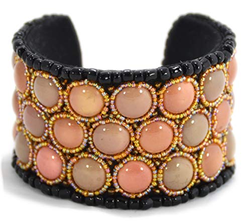Bracelet ouvert marron et beige rigide : le jonc plat qui ne glisse pas