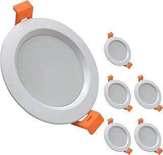 LED ATOMANT Pack 6x Downlight LED Redondo Empotrable 7W, Corte 75mm, Color Blanco Frio (6500K), 700 Lumenes, Ceiling Integrado Directo a 220V