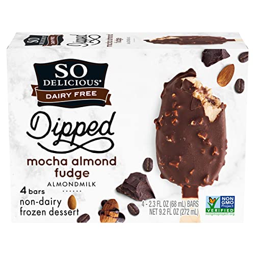 So Delicious Dairy Free Almond Milk Dipped Frozen Dessert Bar, Mocha Almond Fudge, Vegan, Non-Gmo Project Verified, 4 Count (Pack Of 1) #TOP1