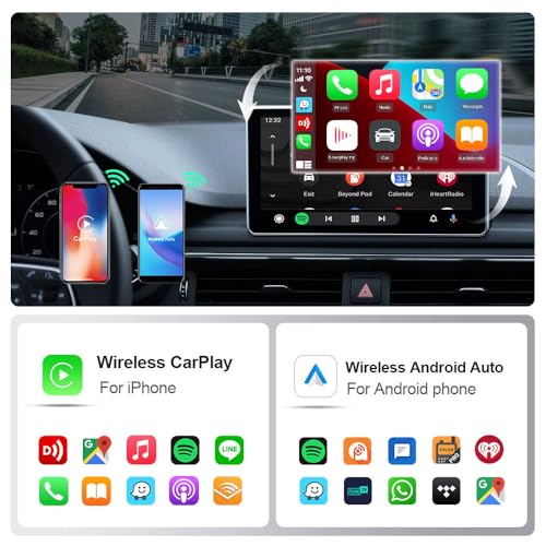 Image of 2-in-1 Wireless CarPlay Receiver for Android Auto & Apple CarPlay, Converts Wired to Wireless, USB-A & Type-C, Bluetooth 5.4, Wi-Fi 6, iOS & Android Compatible, Fast Boot, Compact Plug & Play