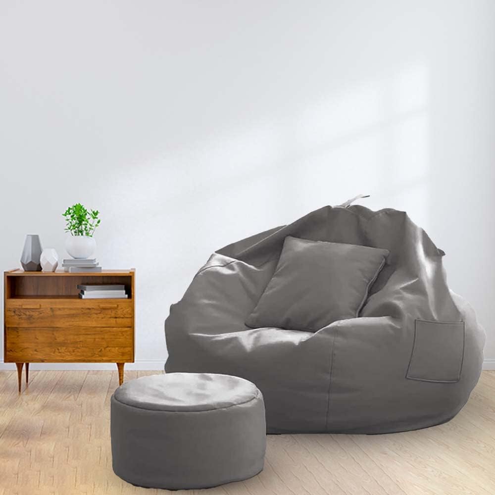 KAMS LIEU Bean Bag with Relaxing Footrest & Cushion Filled with Beans (Ready to Use) Color & Size - (Grey, XXXXL) (B0D54PTXR5) Amazon Price History, Amazon Price Tracker